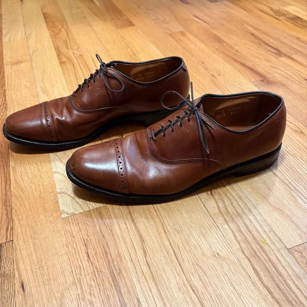 Allen Edmonds Byron Cap Toe Brogue Oxford Mens Size 10 B Brown Leather Shoes